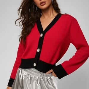 V Neck Mid Crop Cardigan NWOT